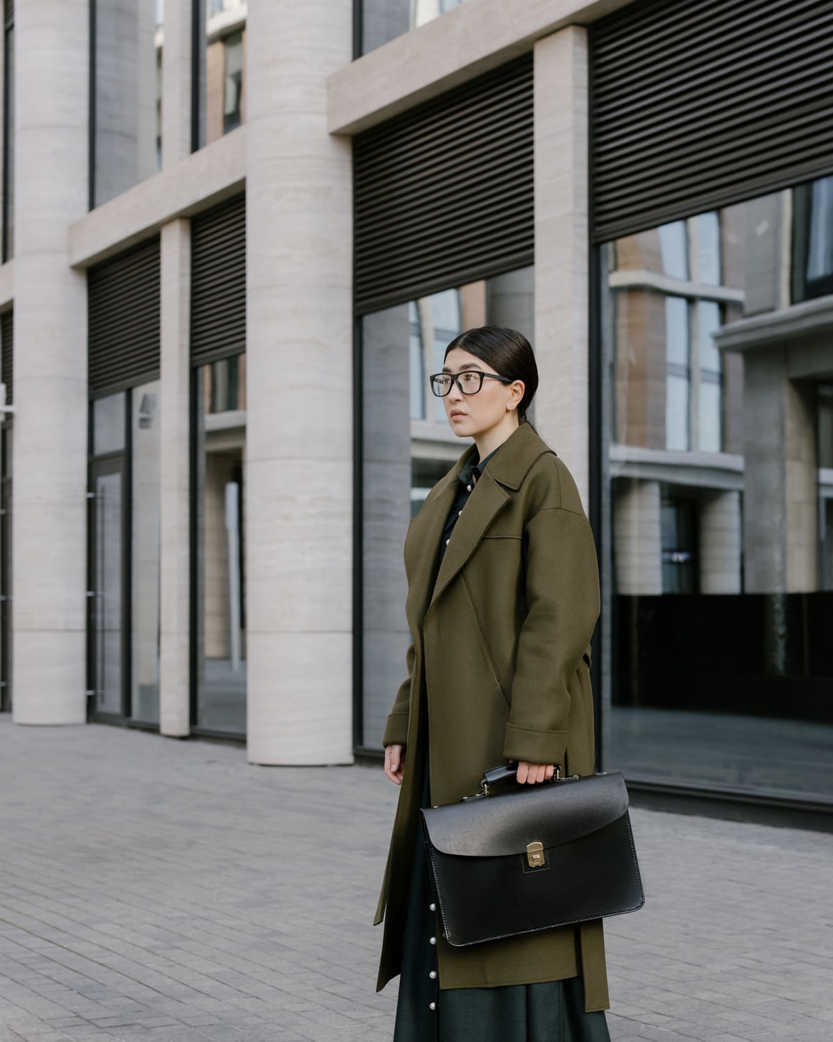 Woman wearing a winter jacket on a cold day