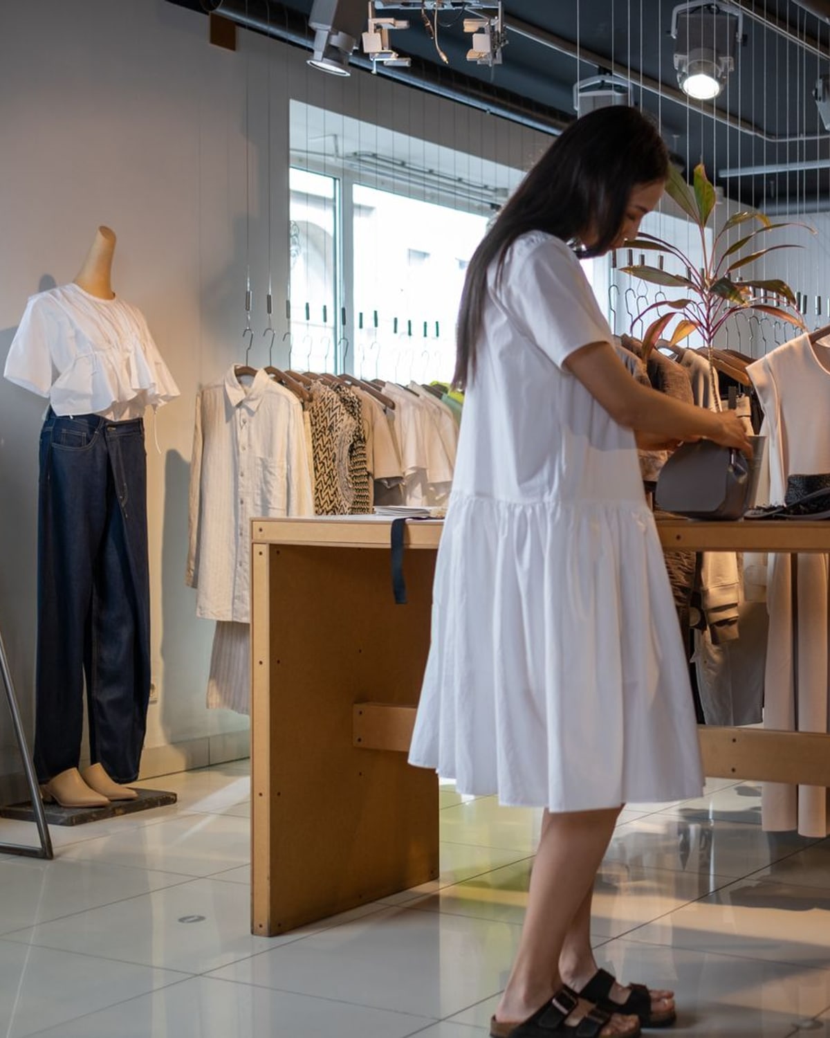 Close view of clothing construction and fabric