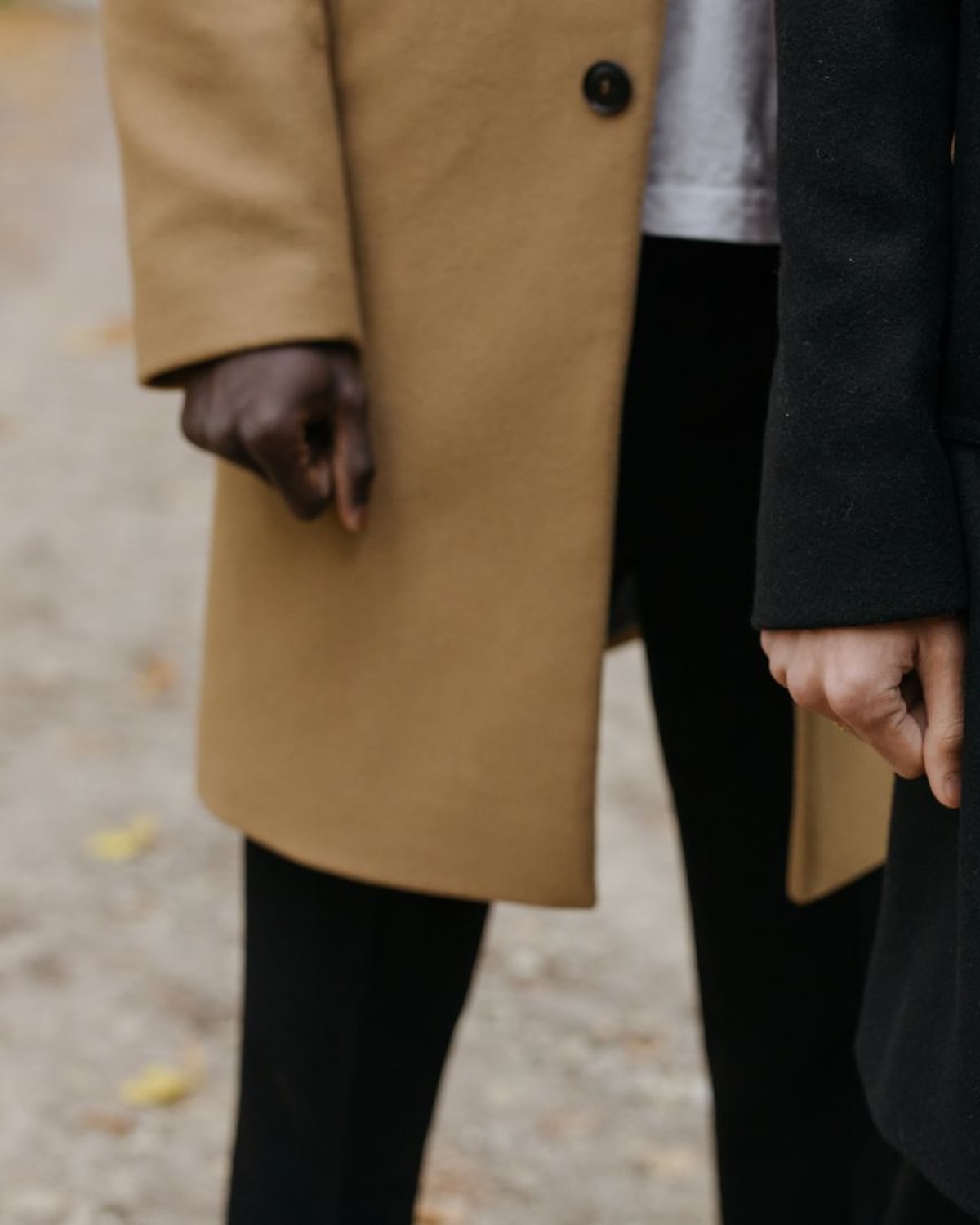 Woman wearing a warm wool coat outdoors