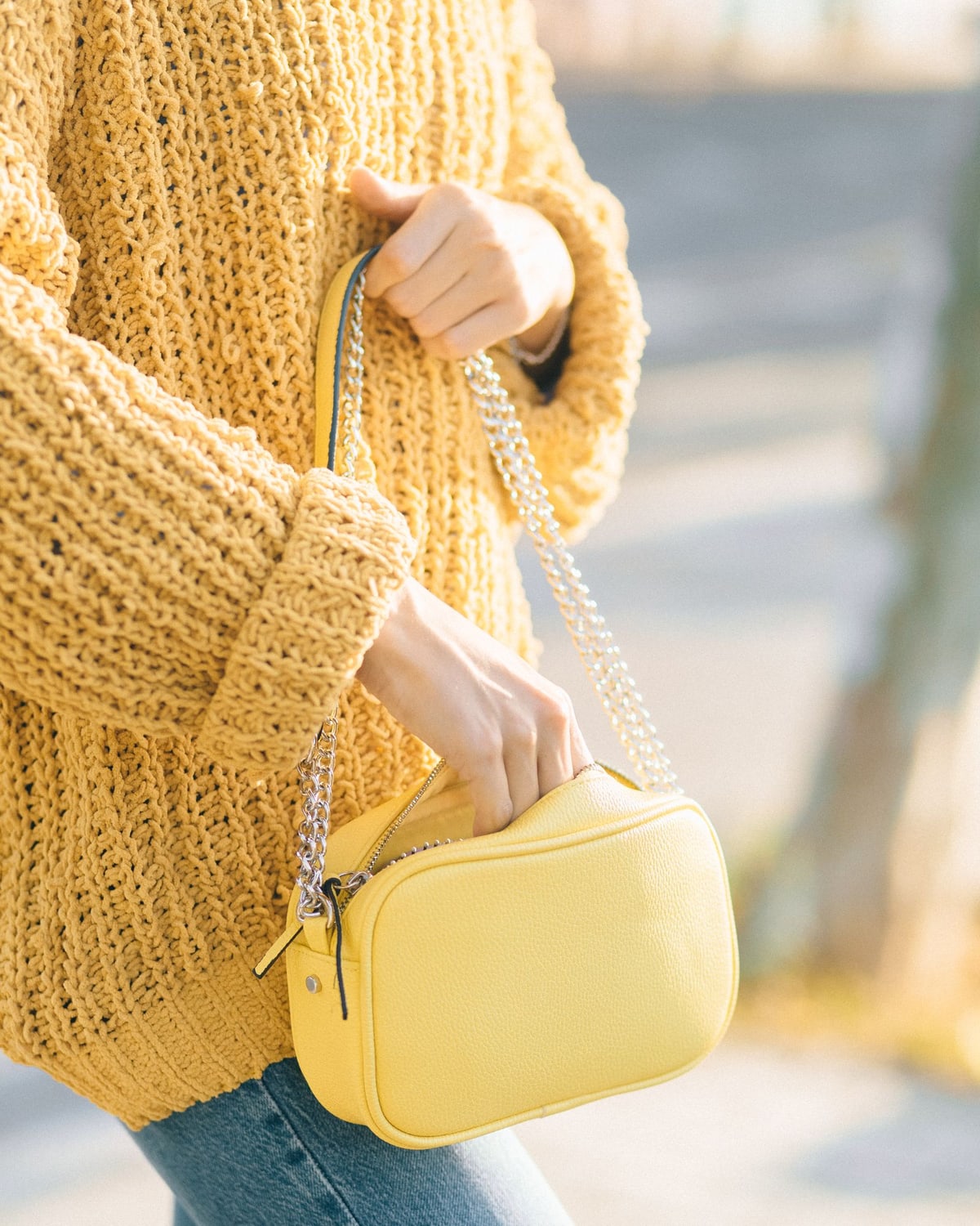 Structured handbag styled for work